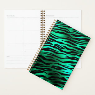 Emerald Green Black Tiger Stripes Wild Animals Planner