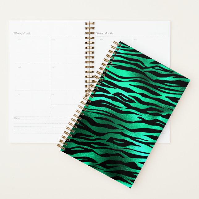 Emerald Green Black Tiger Stripes Wild Animals Planner (Display)