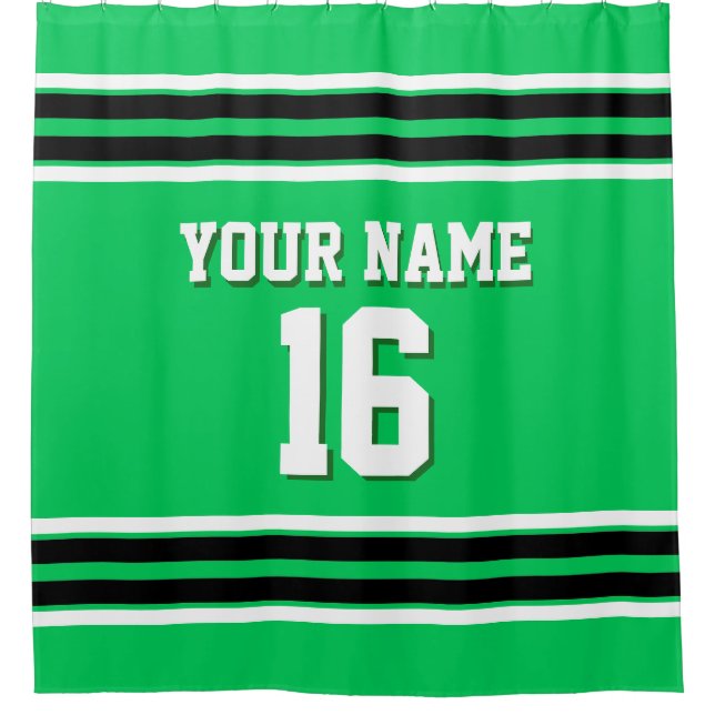 Emerald Green Black White Stripes Sports Jersey (Front)