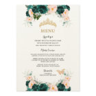 Emerald Green Blush Floral Twins Menu Anniversaire