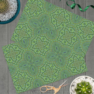 Emerald Green Bohemian Geometric Pattern Tissue Paper