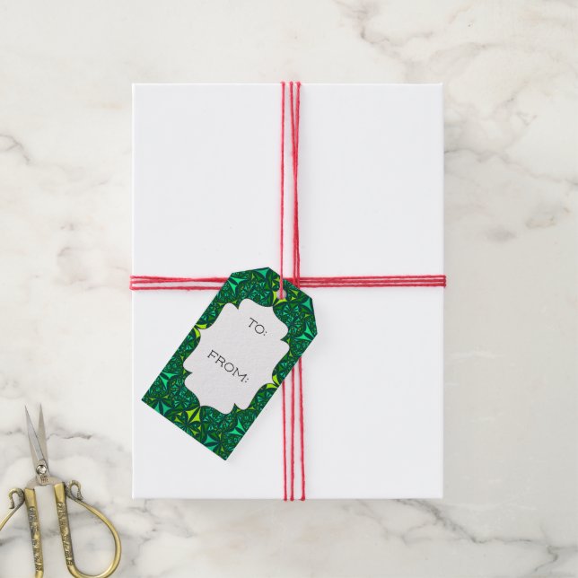 Emerald Green Boho Pattern Gift Tag (With Twine)