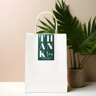 Emerald Green Bold Simple Thank You Wedding Favour Sticker