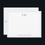 Emerald Green Border Elegant Couple Initials Card<br><div class="desc">Emerald Green Border Elegant Couple Initials Note Card</div>