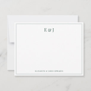 Emerald Green Border Elegant Couple Initials Card