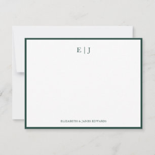 Emerald Green Border Simple Couple Monogram Card