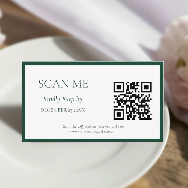 Emerald Green Botanical crest monogram wedding Enclosure Card (Creator Uploaded)