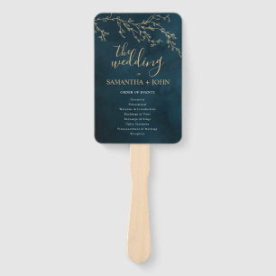 Emerald Green Botanical Elegant Wedding Programs Hand Fan