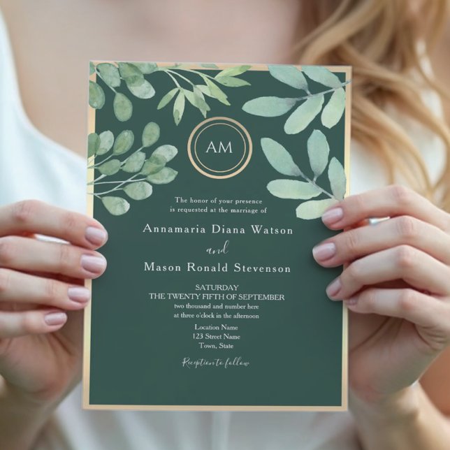 Emerald Green Botanical Wedding Invitation (Creator Uploaded)