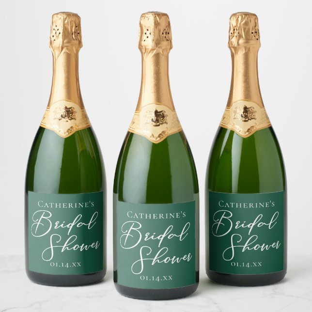 Emerald Green Bridal Shower Personalized Sparkling Wine Label (Bottles)