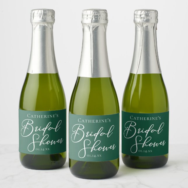 Emerald Green Bridal Shower Personalized Sparkling Wine Label (Bottles)