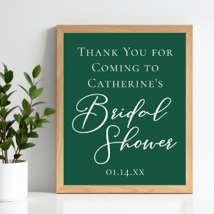 Emerald Green Bridal Shower Personalized Welcome Poster