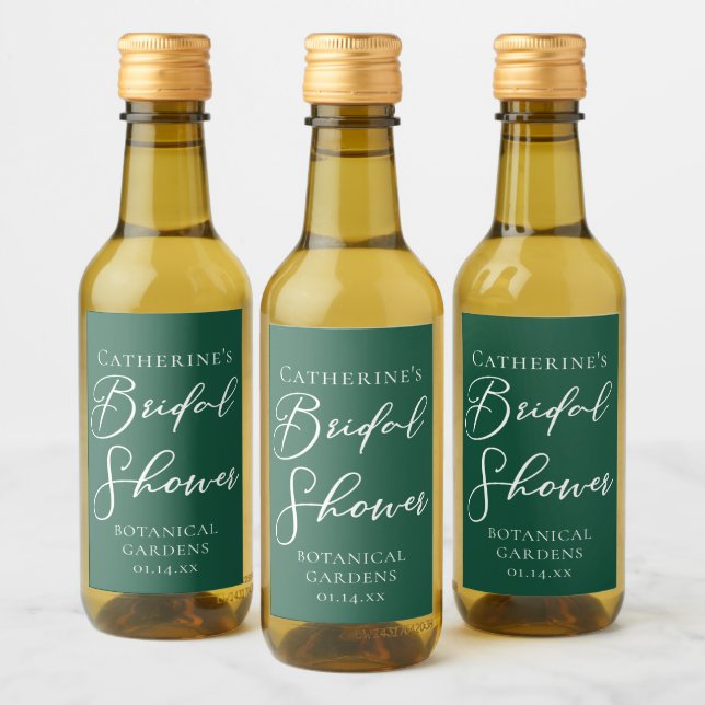 Emerald Green Bridal Shower Personalized Wine Label (Bottles)