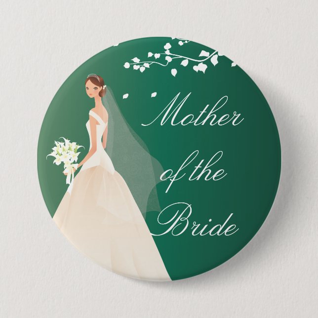 Emerald Green Bride MOB Bridal Party  Button (Front)