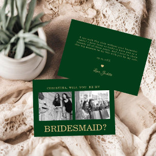Emerald Green Bridesmaid Proposal Photo  Card