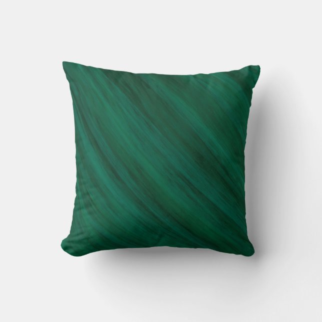 Emerald Green Brushed Stripes Throw Pillow (Front)