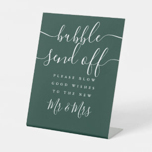 Emerald Green Bubble Send Off Chic Script Pedestal Sign