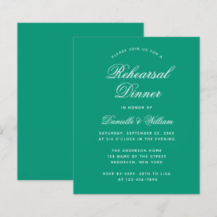 Emerald Green Budget Rehearsal Dinner Invitation