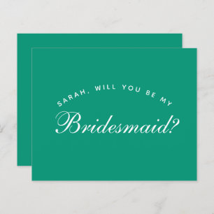 Emerald Green Budget Simple Bridesmaid Proposal
