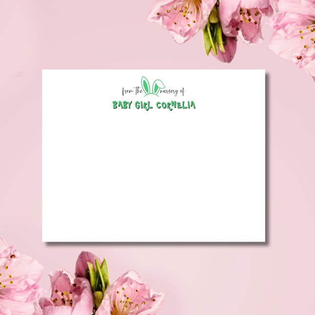 Emerald Green Bunny Ears Nursery Note Card (Creator Uploaded)