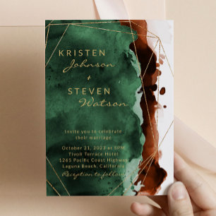 Emerald Green & Burnt Orange Faire-part de mariage