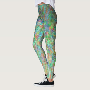 Emerald green bursts abstract leggings