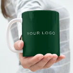 Emerald green business logo rectangular coffee mug<br><div class="desc">Classic emerald green background colour.  Personalize and add your rectangular business logo,  
You can change the background colour to match your brand.</div>