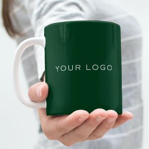 Emerald green business logo rectangular coffee mug