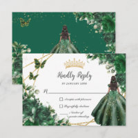 Emerald Green Butterflies Princess Quinceañera