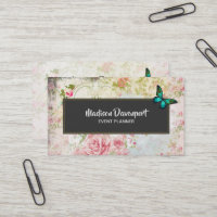Emerald Green Butterfly on Chic Vintage Collage