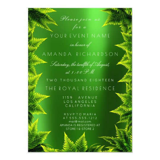 Emerald Green Cali Woodland Garden Pants Foil Fern Card