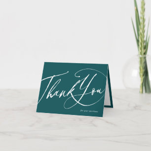 Emerald Green-Calligraphy-Stylish-folded-Business Thank You Card