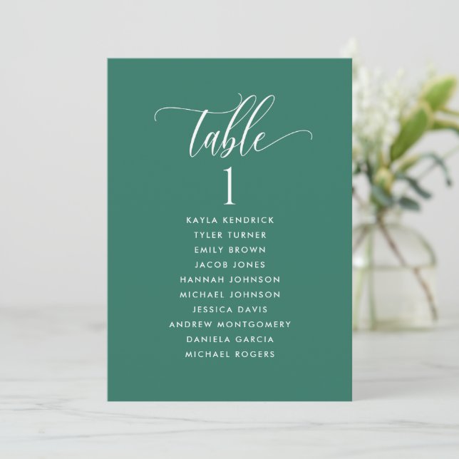 Emerald Green, Cartes de plan d'assise avec des no (Debout devant)