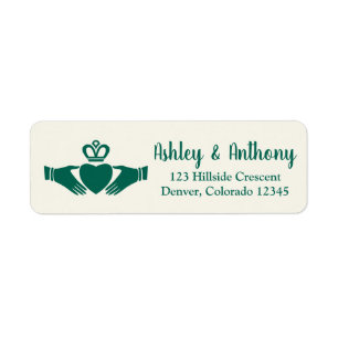 Emerald Green Celtic Claddagh Adresse du Mariage