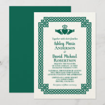 Emerald Green Celtic Knot Claddagh Wedding