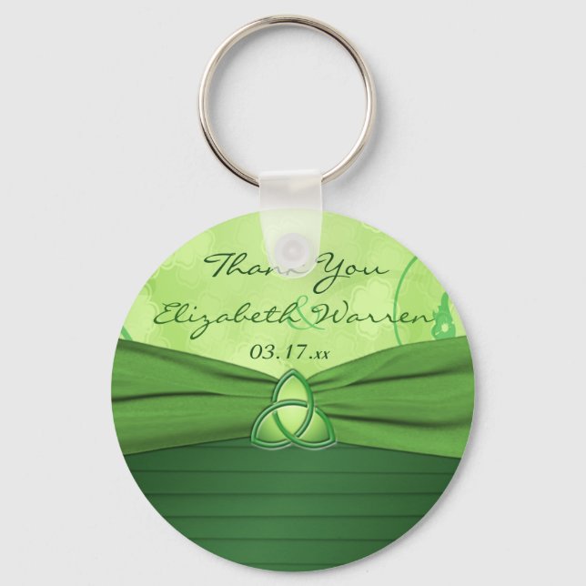 Emerald Green Celtic Love Knot Wedding Favour Keychain (Front)