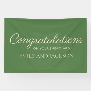 Emerald Green Champagne Elegant Script Engagement Banner