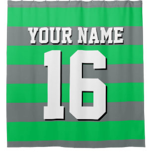 Emerald Green Charcoal Sports Jersey Preppy Stripe
