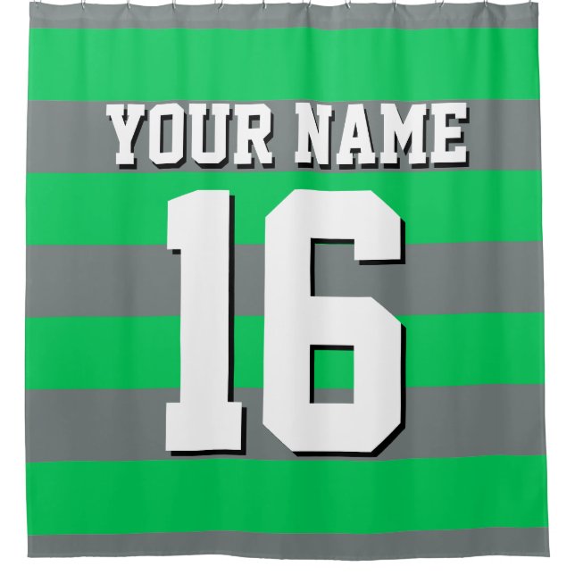 Emerald Green Charcoal Sports Jersey Preppy Stripe (Front)