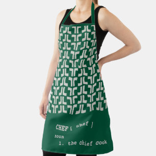 emerald green CHEF Mud Cloth Tribal Africa Pattern Apron