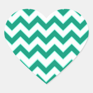 Emerald Green Chevron Pattern Heart Wedding Seal
