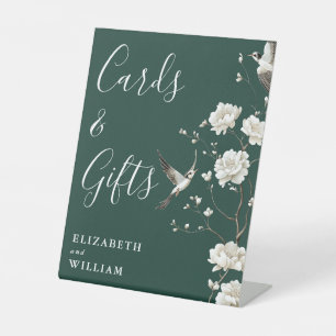 Emerald Green Chinoiserie Cards And Gifts Wedding Pedestal Sign