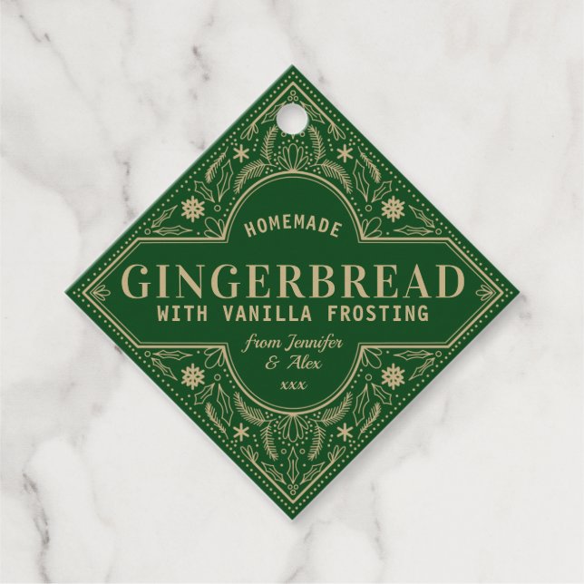 Emerald Green Christmas Gingerbread label (Front)