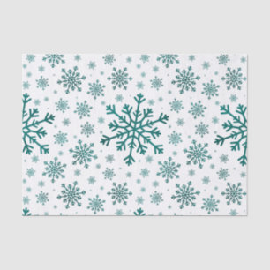 Emerald Green Christmas Snowflakes on Winter White Tissue Paper