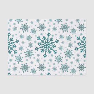 Emerald Green Christmas Snowflakes on Winter White Tissue Paper