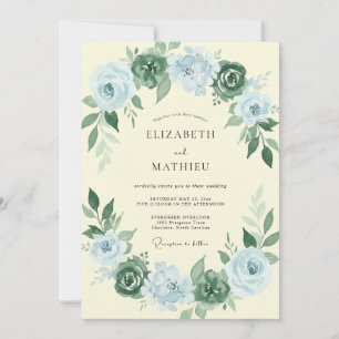 Emerald Green Classic Botanical Wedding Invitation