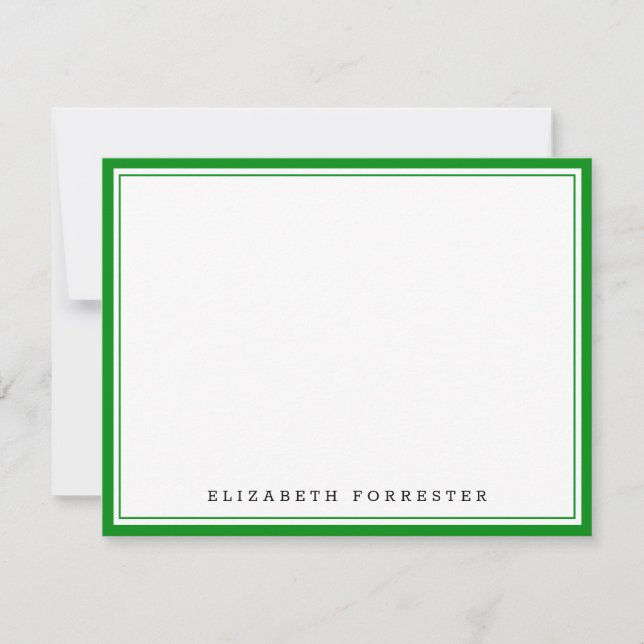 Emerald Green Classic Double Border Correspondence Card (Front)