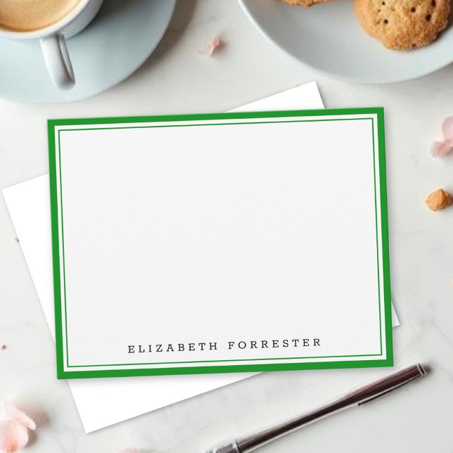 Emerald Green Classic Double Border Correspondence Card (Creator Uploaded)