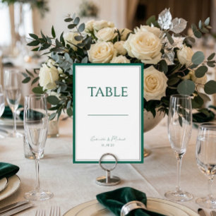 Emerald Green Classic Wedding Table Number