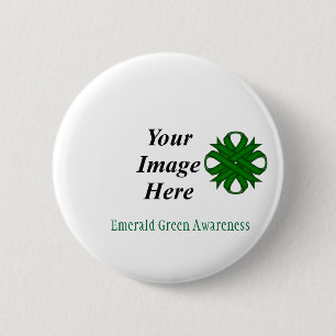 Emerald Green Clover Ribbon by Kenneth Yoncich 2 Inch Round Button